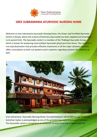 NABH Accredited Ayurvedic Hospitals in Kerala, Chennai, Bangalore, India
