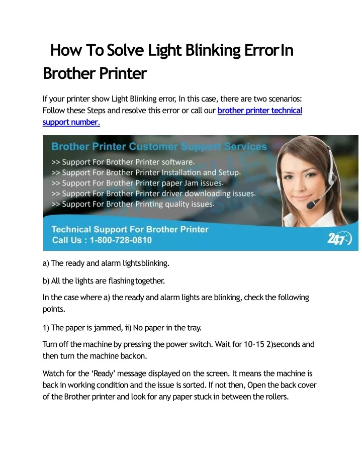 how to solve light blinking error in brother printer
