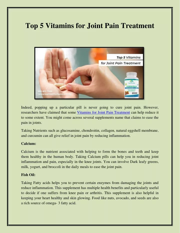 top 5 vitamins for joint pain treatment