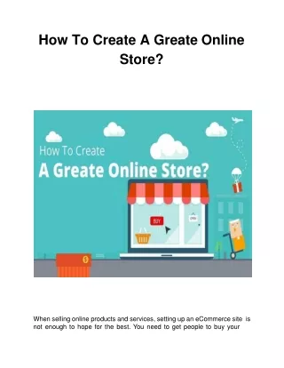 How To Create A Great Online Store?