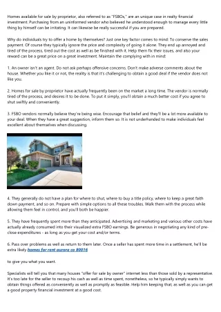 For Sale By Owner - Just how to get the most out of your Offer For Sale By Proprietor residence in Aurora, Co