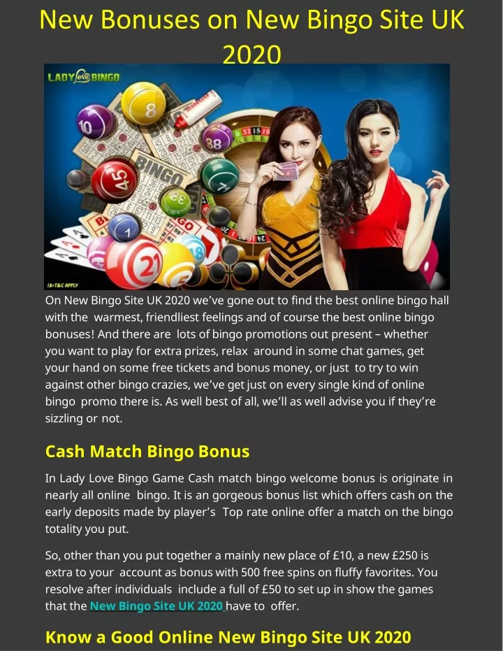 new bonuses on new bingo site uk 2020