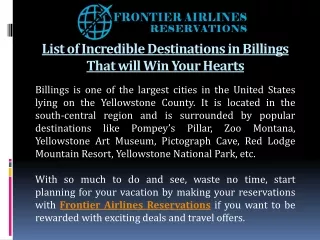List of Incredible Destinations in Billings That will Win Your Hearts