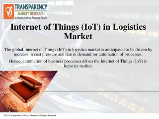 Internet of Things (IoT) in Logistics Market Worth US$ 63,728.6 Mn by 2026