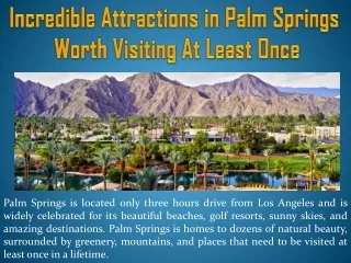 Incredible Attractions in Palm Springs Worth Visiting At Least Once