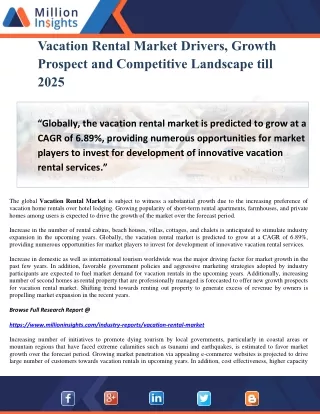 Vacation Rental Market Drivers, Growth Prospect and Competitive Landscape till 2025