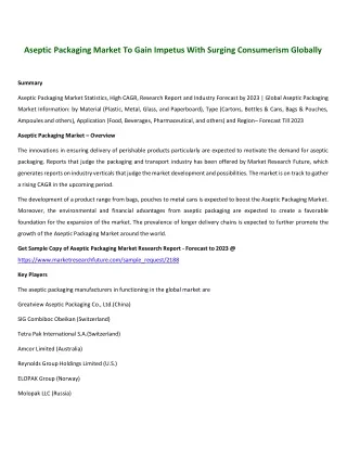 aseptic packaging market to gain impetus with
