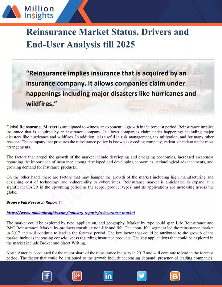 reinsurance market status drivers and end user