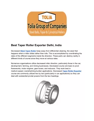 Best Taper Roller Exporter Delhi, India