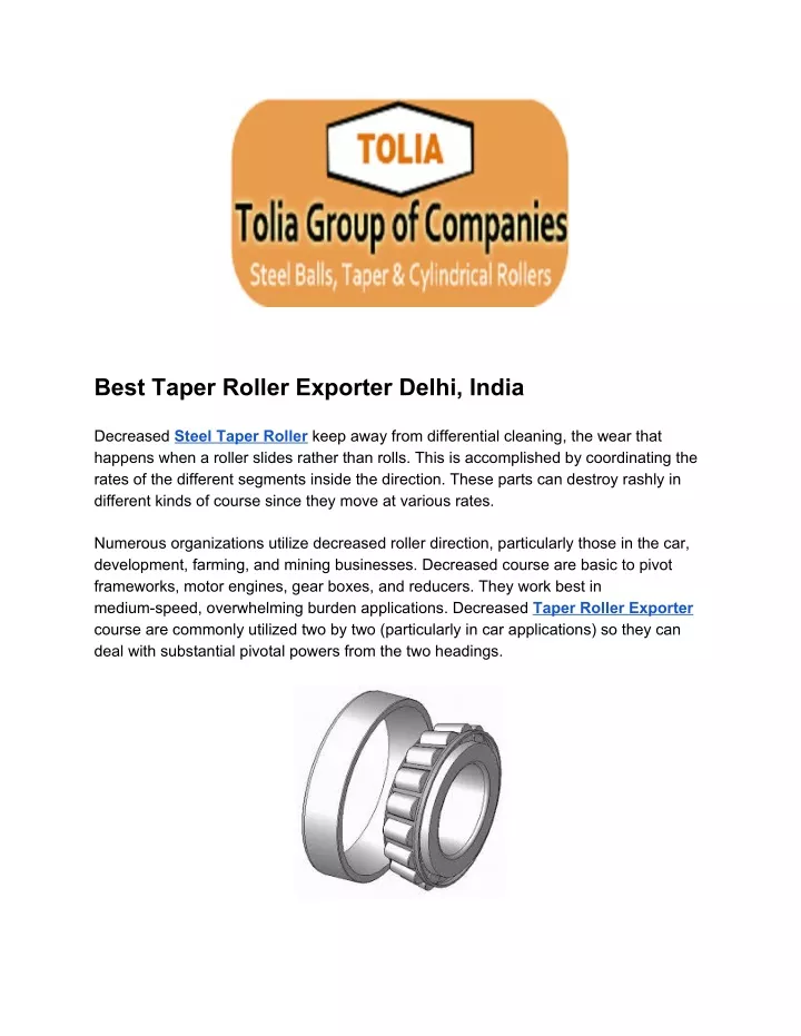 best taper roller exporter delhi india decreased