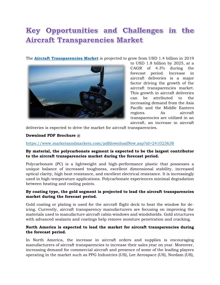 the aircraft transparencies market is projected