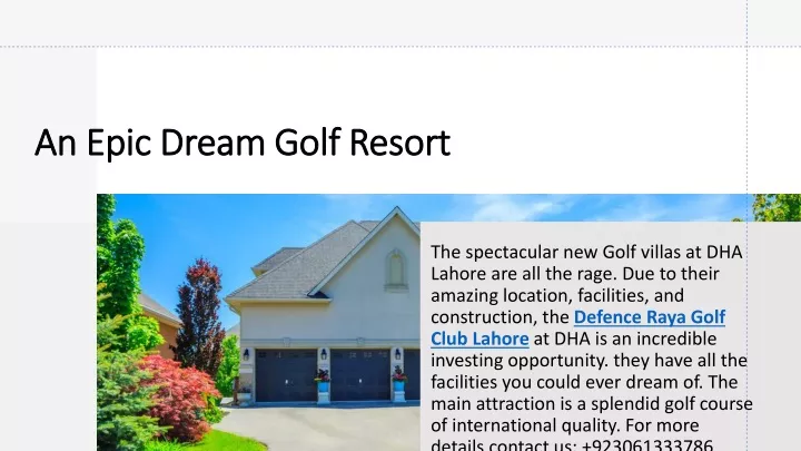 an epic dream golf resort