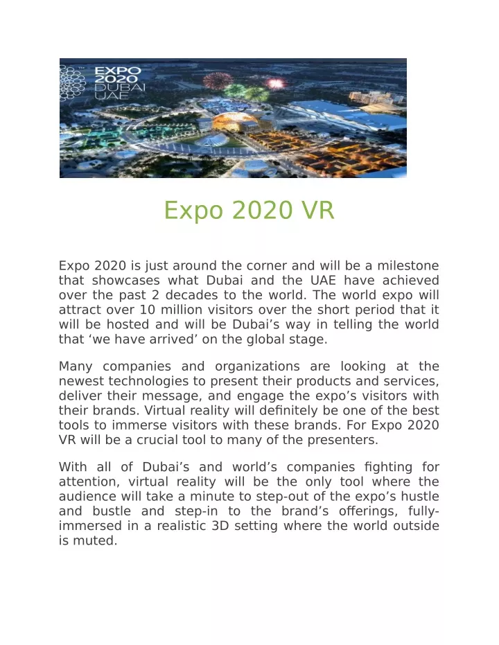 expo 2020 vr