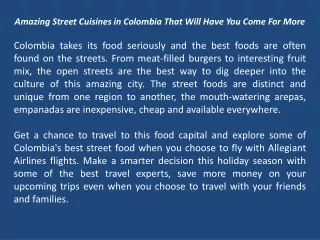Amazing Street Cuisines in Colombia That Will Have You Come For More