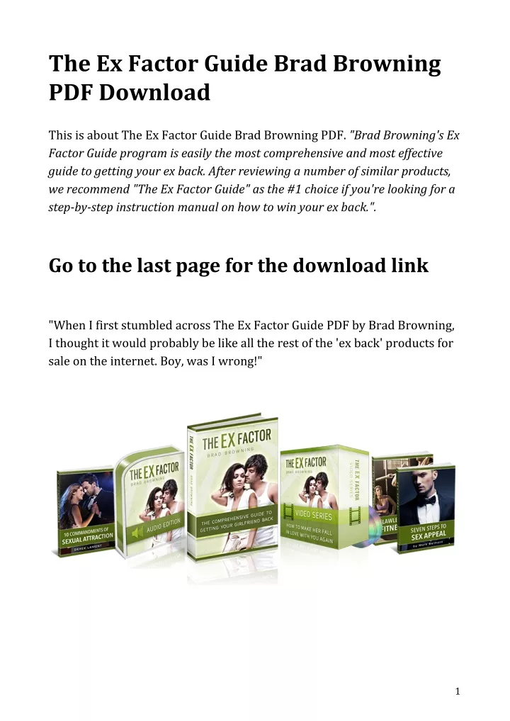 the ex factor guide brad browning pdf download