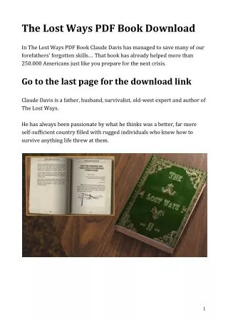 The Lost Ways PDF Book (Claude Davis) Download