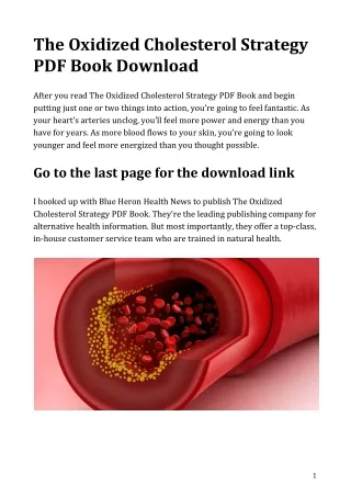 The Oxidized Cholesterol Strategy PDF Book Download