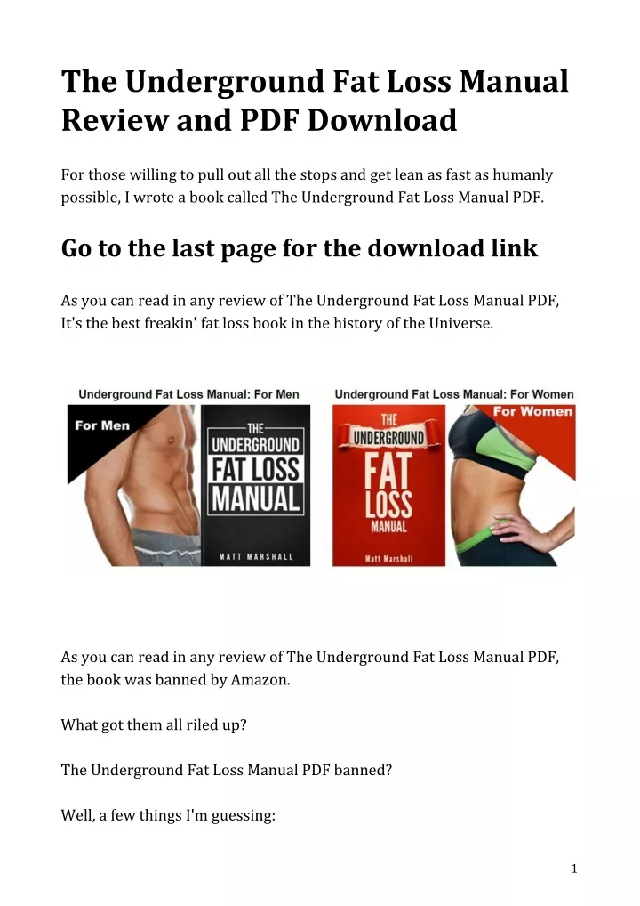 the underground fat loss manual review