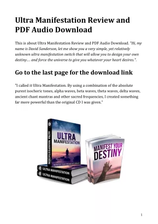 Ultra Manifestation Review and PDF Audio Download