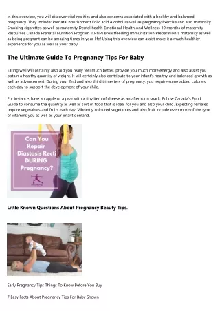 Some Known Details About Early Pregnancy Tips