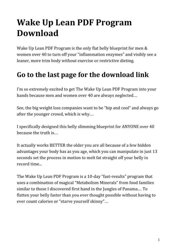 wake up lean pdf program download wake up lean