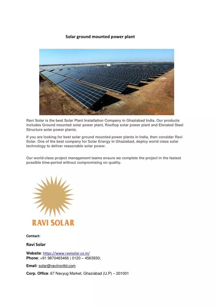solar ground mounted power plant