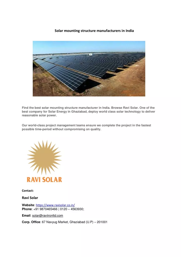 solar mounting structure manufacturers in india