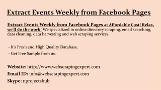 Extract Events Weekly from Facebook Pages