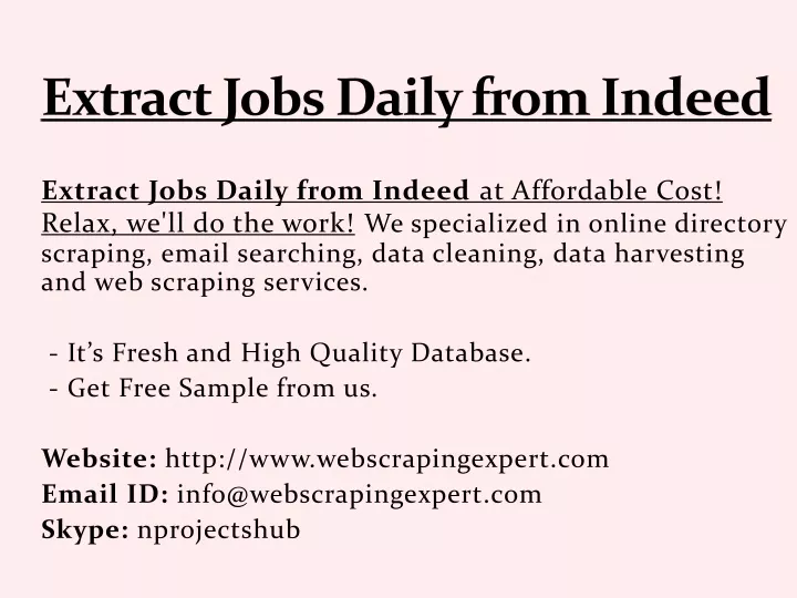 extract jobs daily from indeed