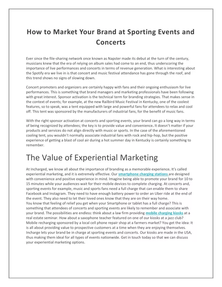 how to market your brand at sporting events