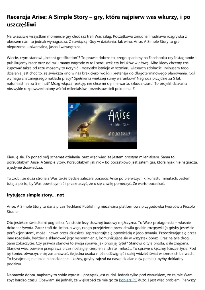 recenzja arise a simple story gry kt ra najpierw