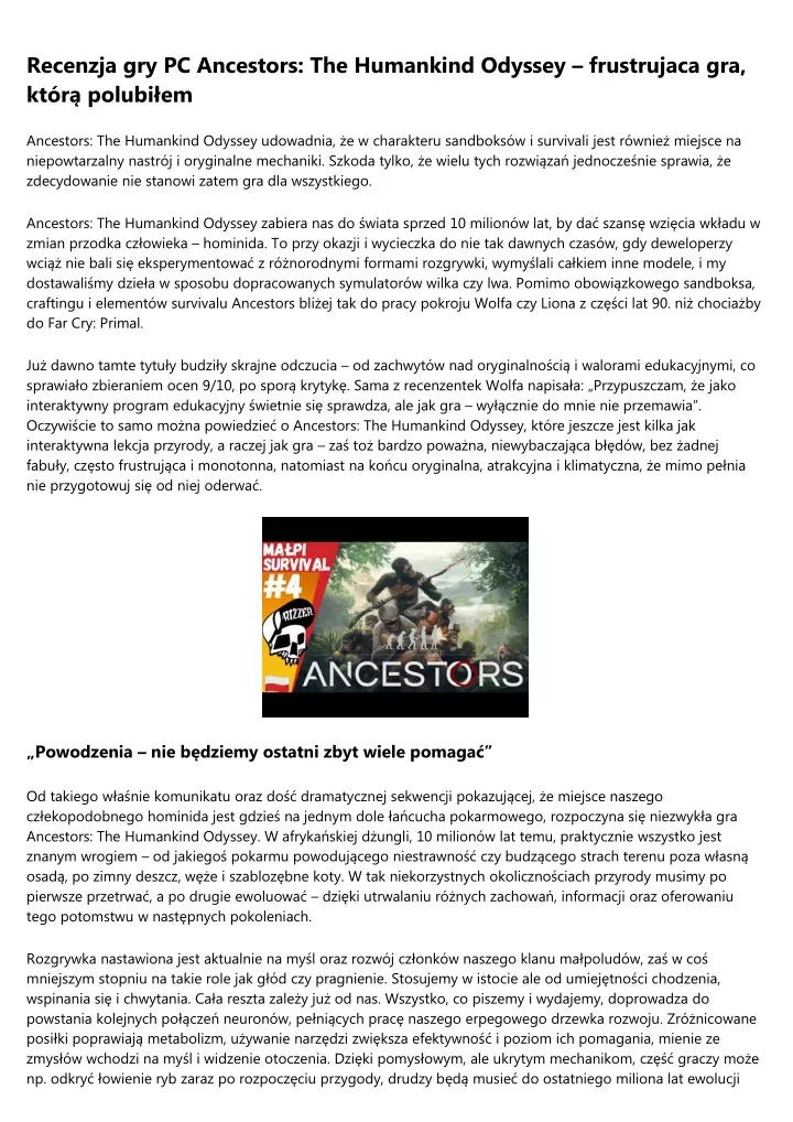 recenzja gry pc ancestors the humankind odyssey