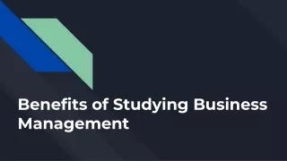 Benefits of Studying Business Management