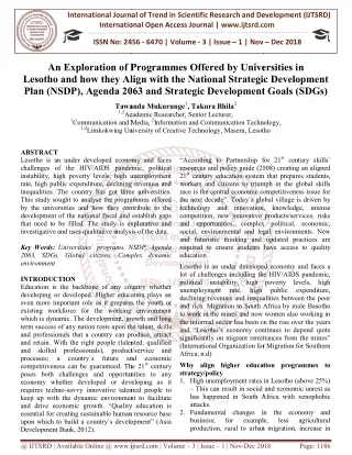 An Exploration of Programmes Offered by Universities in Lesotho and how they Align with the National Strategic Developme