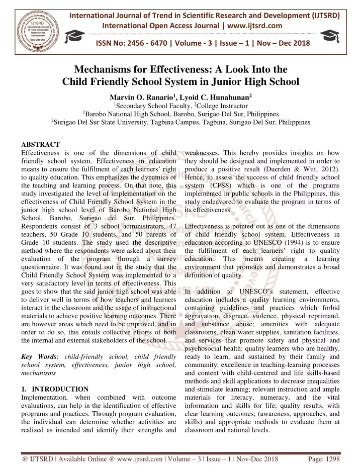 international journal of trend in scientific