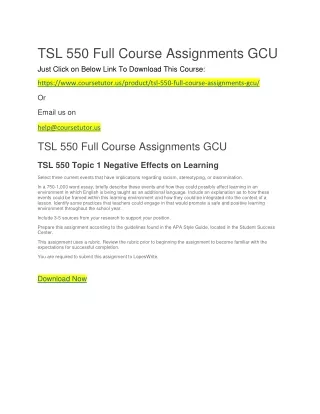 TSL 550 Full Course Assignments GCU