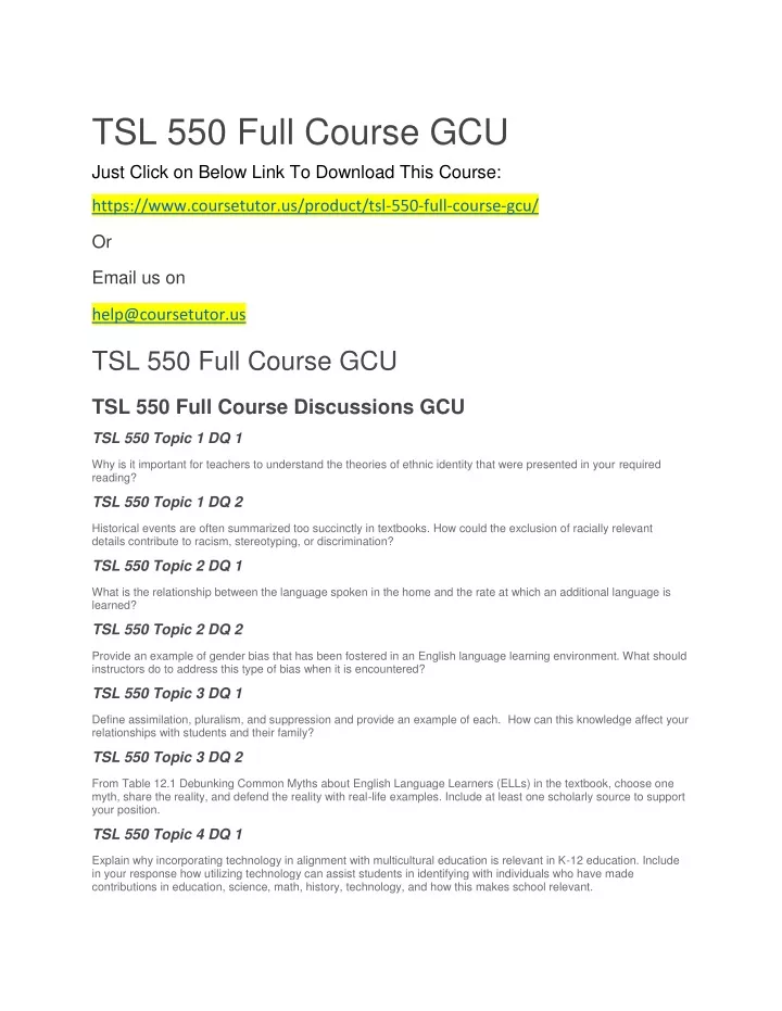 tsl 550 full course gcu just click on below link