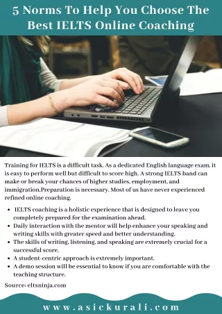 5 Norms To Help You Choose The Best IELTS Online Coaching