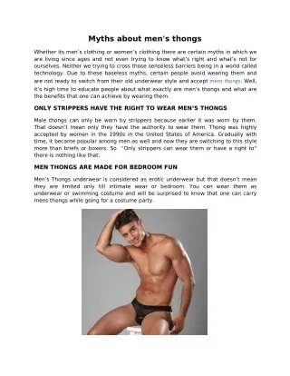Myths about men's thongs