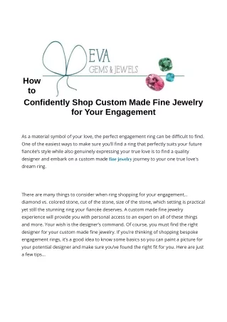 How to Confidently Shop Custom Made Fine Jewelry for Your Engagement