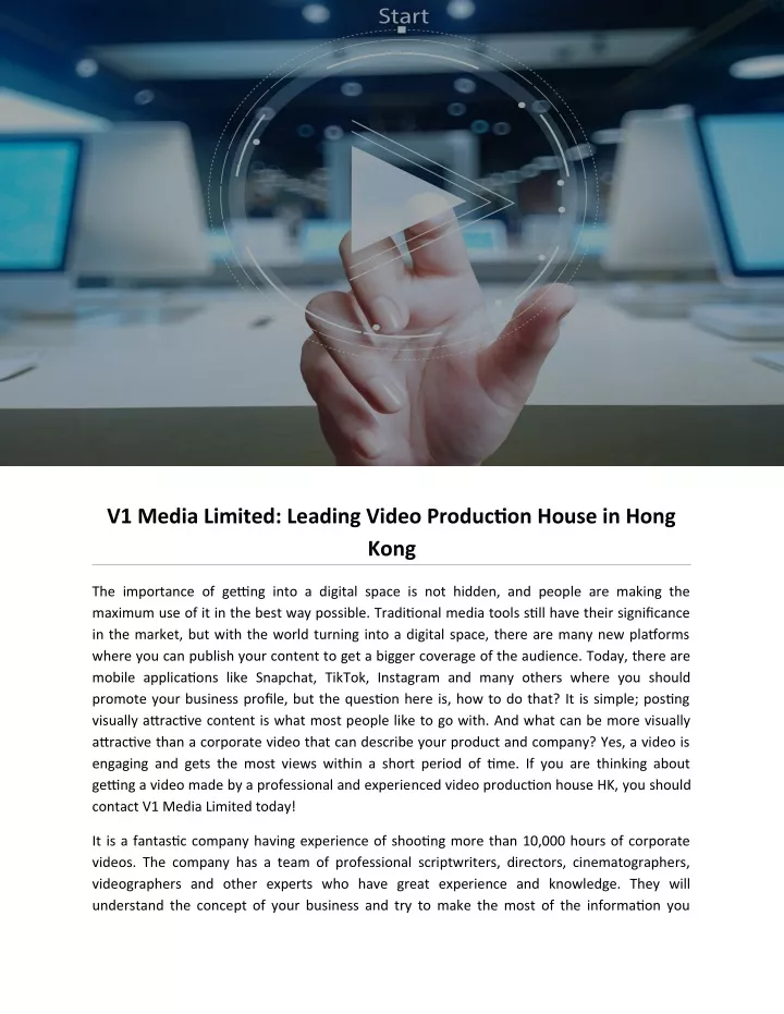 v1 media limited leading video production house