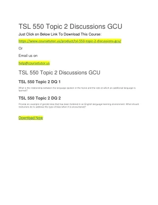 TSL 550 Topic 2 Discussions GCU