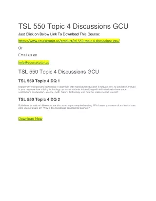 TSL 550 Topic 4 Discussions GCU