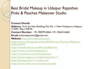 Best Bridal Makeup in Udaipur Rajasthan Pinks & Peaches Makeover Studio