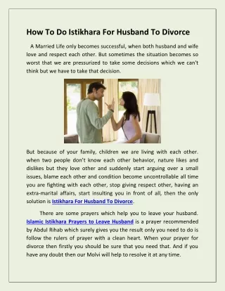 How To Do Istikhara For Husband To Divorce