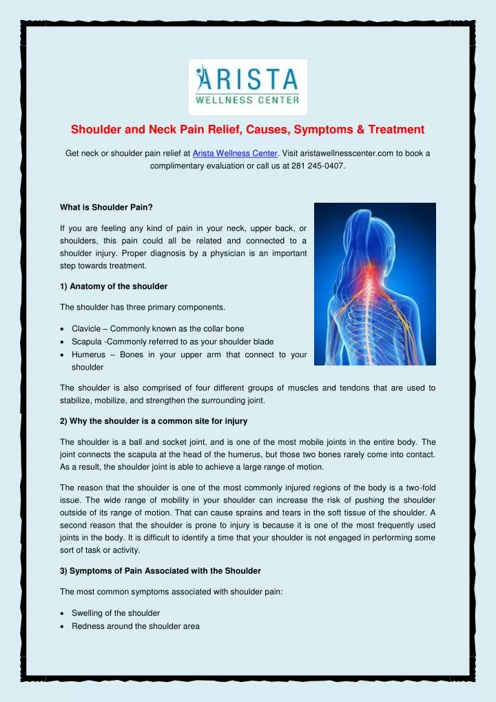 shoulder and neck pain relief causes symptoms