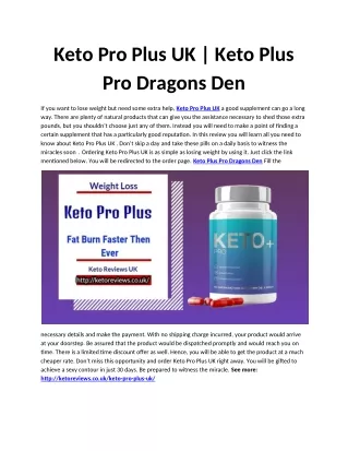 Keto Pro Plus UK | Keto Plus Pro Dragons Den