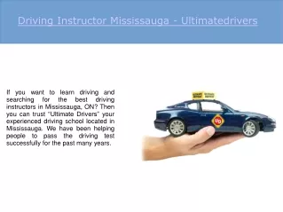 Driving Instructor Mississauga