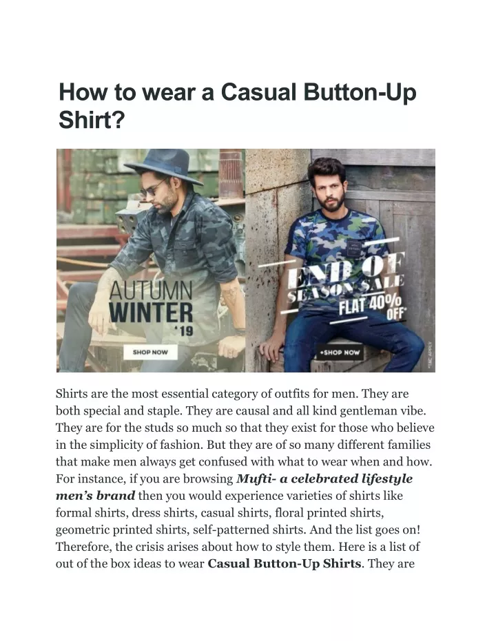 how to wear a casual button up shirt