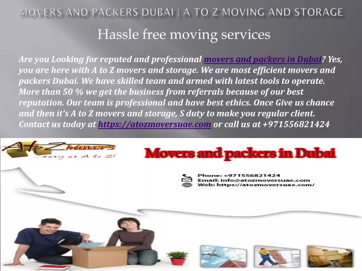 movers and packers dubai a to z moving and storage